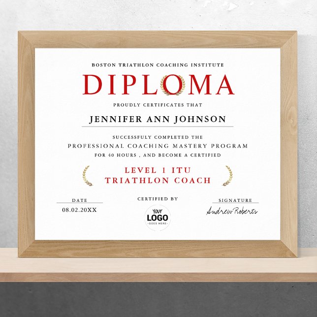 Classic White Red Graduate Diploma Award Digita Poster (Creator Uploaded)
