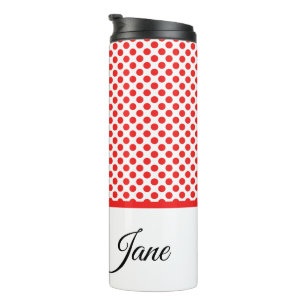 Classic white Red Polka dots   Personalised name Thermal Tumbler