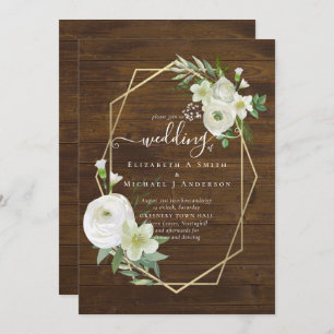 Classic White Rose Greenery Gold Wedding