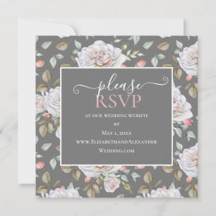 Classic White Rose   Grey Wedding Website RSVP