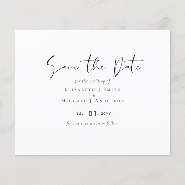 Classic White Save the Date Budget Wedding (Front)