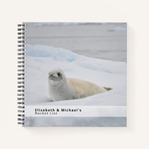 Classic White Seal Winter Snow BUCKET LIST CUSTOM Notebook