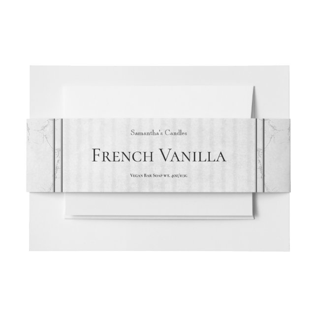 Classic White Silver Marble Soap Label Template  Invitation Belly Band (Front Example)