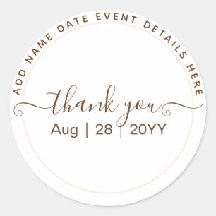Classic White Text Only Wedding or Other Event Classic Round Sticker