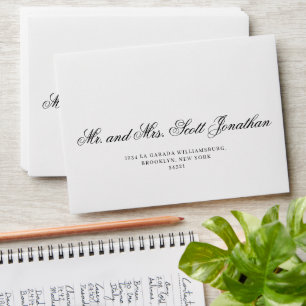 Classic White Vintage Black Calligraphy Envelope