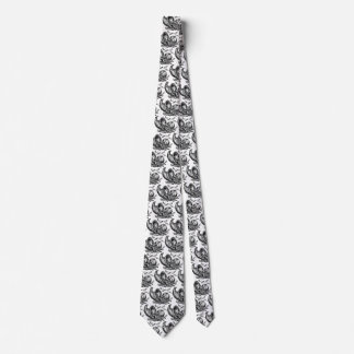 Classic Wicker Cornucopia Black White Illustration Tie