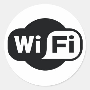 Classic WiFi symbol in black and white Round Sticker