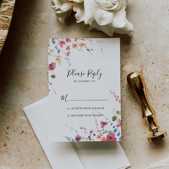 Classic Wild Colorful Floral Wedding RSVP (Creator Uploaded)