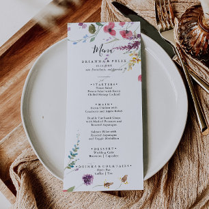 Classic Wild Colourful Floral Dinner  Menu