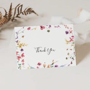 Classic Wild Colourful Floral Folded Wedding Thank You Card