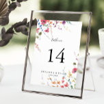 Classic Wild Colourful Floral Wedding  Table Number<br><div class="desc">This classic wild colourful floral wedding table number is perfect for a tropical wedding. The design features pink,  purple,  yellow,  burgundy,  navy and blue hand-drawn wild flowers,  arranged in beautiful shapes.

This is a double sided table number. Add each table number you need to your cart individually.</div>