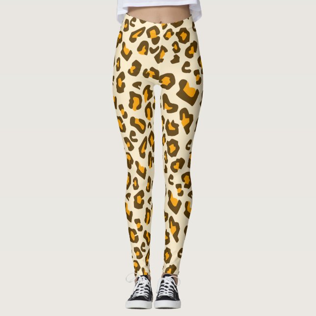 Classic Wild Leopard Print Pattern Leggings (Front)