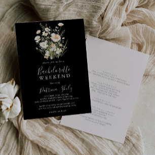 Classic Wildflower Black Bachelorette Weekend Invitation