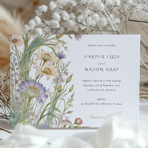 Classic Wildflowers Elegant Pastel Wedding Invite
