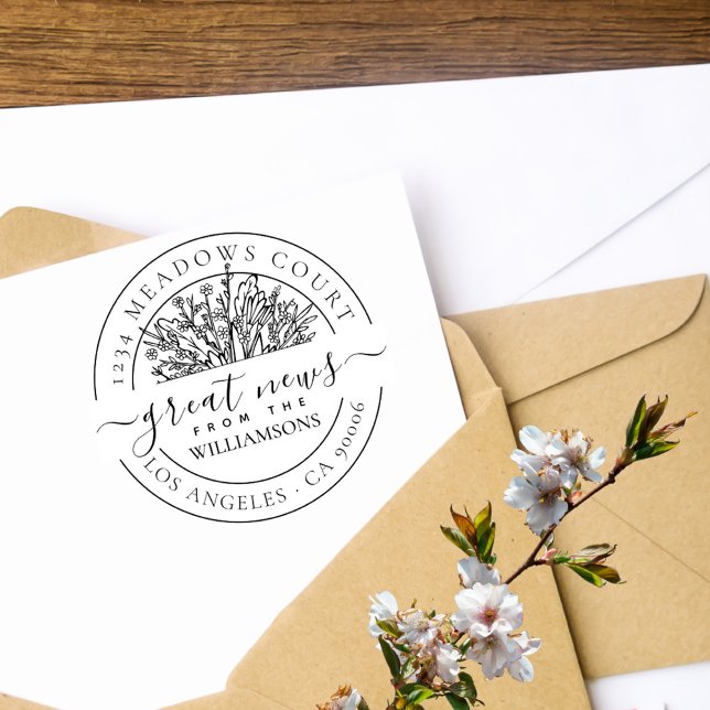 Classic Wildflowers Family Return Address Rubber Stamp (Creator Uploaded)