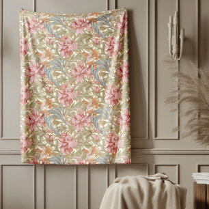 Classic William Morris Cosy Elegance muted colours Fleece Blanket