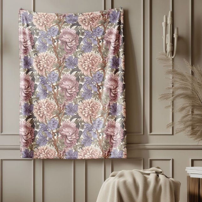 Classic William Morris Cosy Elegance pastel colour Fleece Blanket (Classic William Morris Cozy Elegance pastel colors Fleece Blanket)