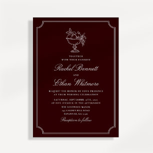 Classic Wine Red Double Frame Wedding Invitation