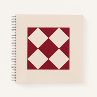 Classic Wine Red Geometric Tile Art Notebook