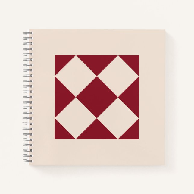 Classic Wine Red Geometric Tile Art  Notebook (Front)