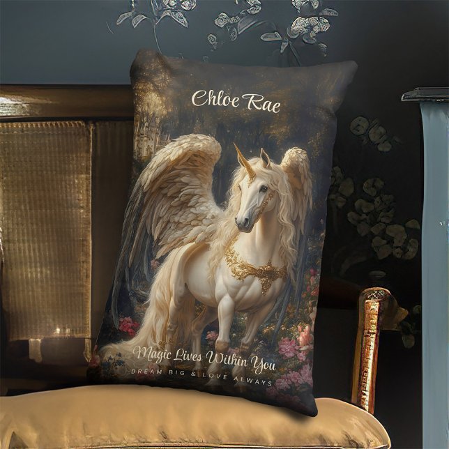 Classic Winged Unicorn Magical Fairytale Horse Lumbar Cushion (Creator Uploaded)