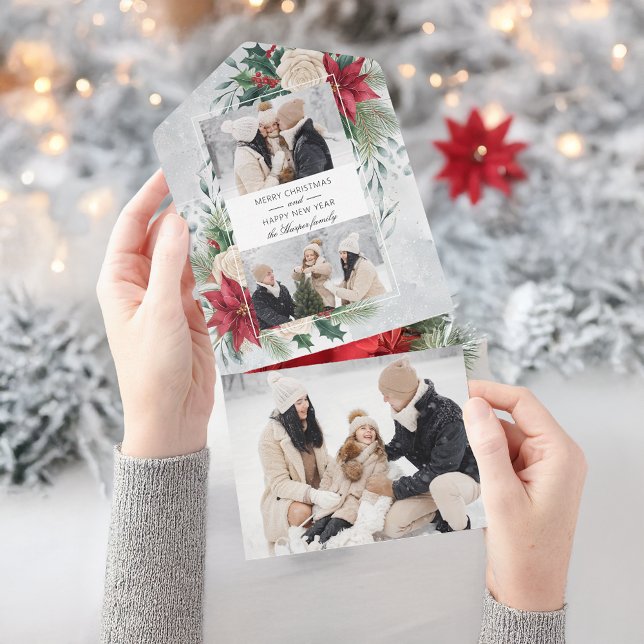 Classic Winter Botanical Two Photo All In One Invitation (Creator Uploaded)