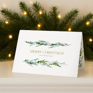 Classic Winter Greenery Christmas  Holiday Card