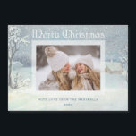 Classic Winter Merry Christmas Snow Photo<br><div class="desc">Nostalgic classic winter imagery featuring rustic snow-covered cottage and trees,  elegant Merry Christmas typography,  single-photo template and editable text field.</div>