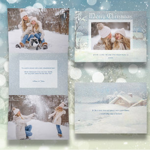 Classic Winter Merry Christmas Snow Photo Tri-Fold Holiday Card