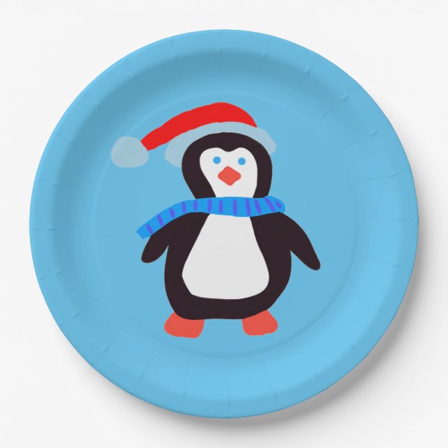 Classic Winter Penguin  Paper Plate (Front)