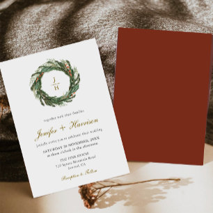 Classic Winter Pine Greenery Wedding Invitation