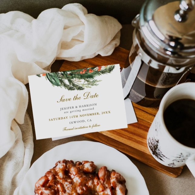 Classic Winter Pine Wedding Save The Date (Creator Uploaded)