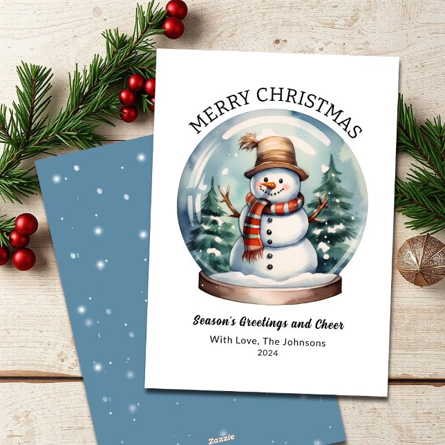 Classic Winter Snow Globe Merry Christmas Tree Holiday Card (Creator Uploaded)