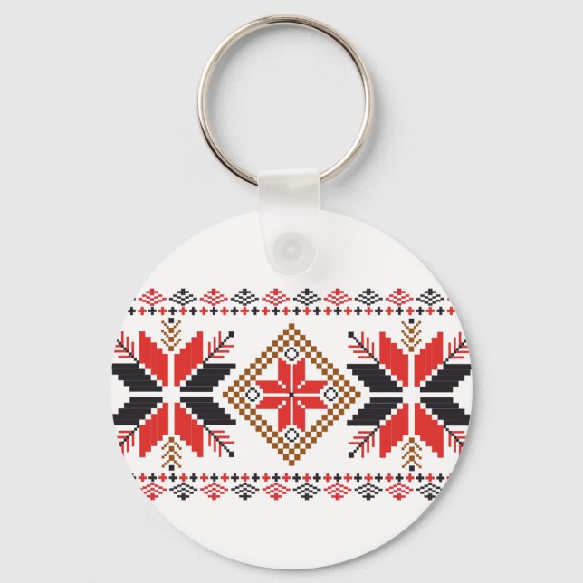 Classic Winter Ugly Christmas Sweater Fair Isle Key Ring (Front)