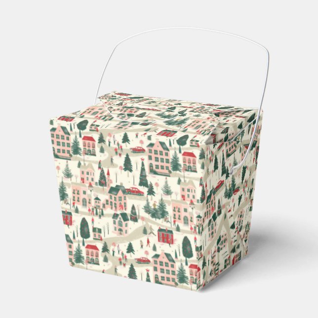 Classic Winter Village Festivities Favour Box (Front Side)
