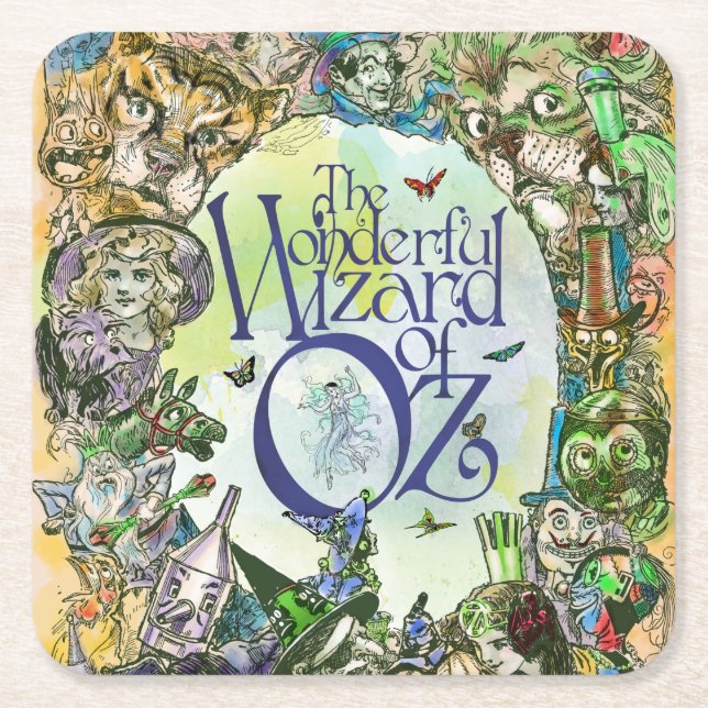 Classic Wizard of Oz No Rings on my table series! Square Paper Coaster (Front)