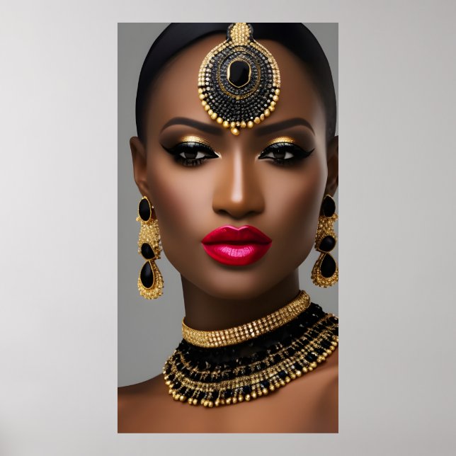 Classic women Fashion African gold Black jewellery Poster (Front)