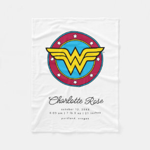 Classic Wonder Woman   New Baby Birth Stats Fleece Blanket