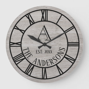 Classic wood family name large clock