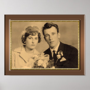 Classic wood frame with gold border custom photo poster