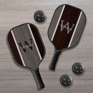 Classic Wood Hue Stripe Hickory Teak Reverse Pickleball Paddle