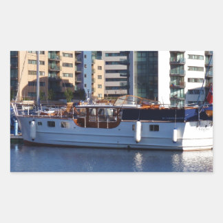 Classic Wooden Motor Boat Rectangular Sticker