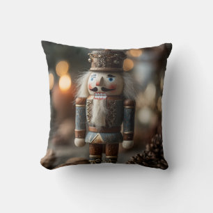 Classic Wooden Nutcracker Christmas Figurine Cushion