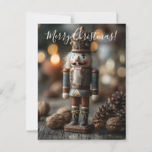 Classic Wooden Nutcracker Christmas Figurine Postcard