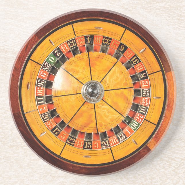 Classic Wooden Roulette Wheel Coaster (Front)