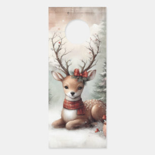 Classic woodland Christmas deer/snowman Door Hanger