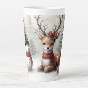 Classic woodland Christmas deer/snowman Latte Mug