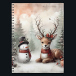 Classic woodland Christmas deer/snowman Notebook<br><div class="desc">vintage styled</div>