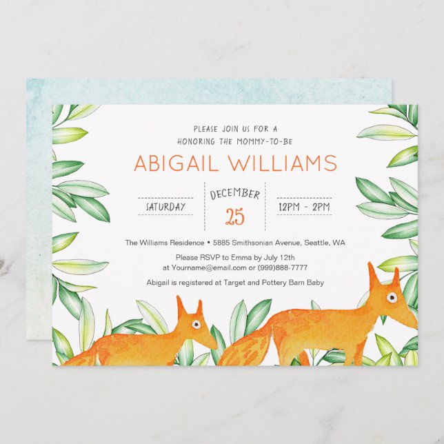 Classic Woodland Fox Baby Shower Invitation (Front/Back)