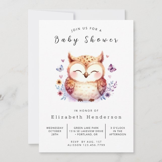Classic Woods Owl Baby Shower Invitation (Front)